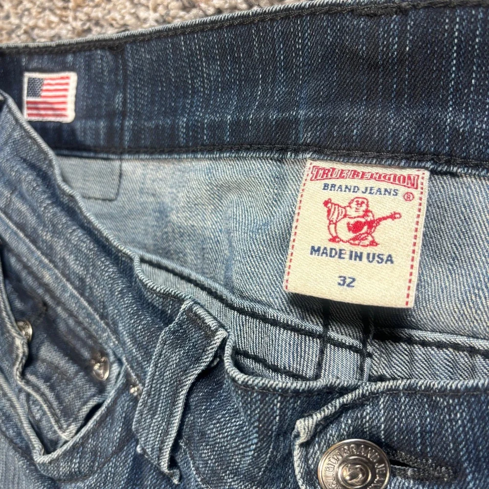 True Religion Ricky Men's 34 Jeans Straight Leg Dark Wash Made in USA MAC859EL